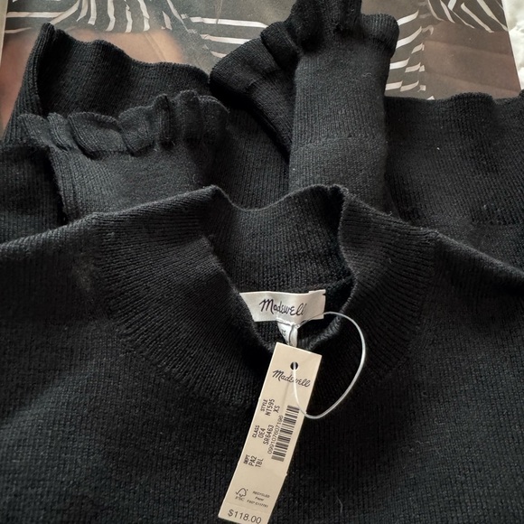 New - Madewell Alpaca-Blend Mockneck Puff Sleeve Sweater - Picture 4 of 7
